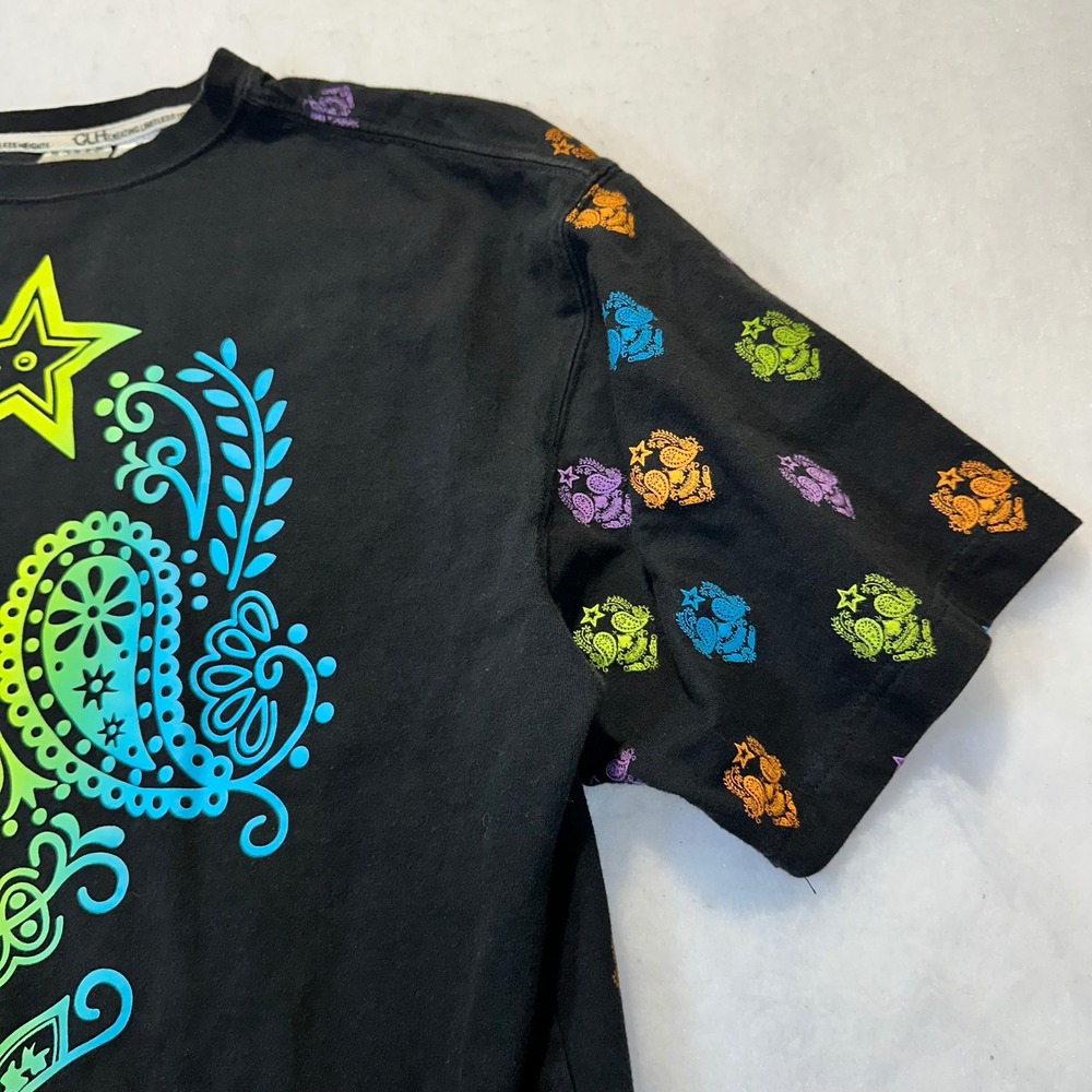 CLH Sugar Skull T-Shirt Mens 2XL Black Rainbow Paisley Streetwear Y2K Goth - Picture 3 of 11